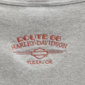 VTG Harley Davidson-2X Womens-Gray-Hook & Eye-Rt. 66 Tulsa OK- Moto Top-Y2K-USA